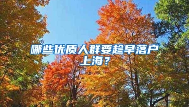 哪些优质人群要趁早落户上海？