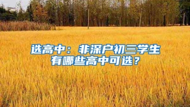 选高中：非深户初三学生有哪些高中可选？