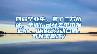 应届毕业生，签了三方协议，毕业后已经去单位报道了，但没签劳动合同，可以离职吗？