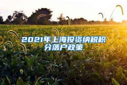 2021年上海投资纳税积分落户政策