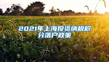 2021年上海投资纳税积分落户政策