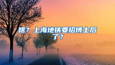 啥？上海地铁要招博士后了？