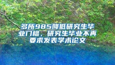 多所985降低研究生毕业门槛，研究生毕业不再要求发表学术论文