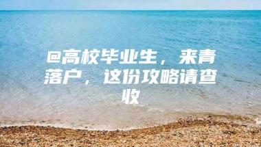 @高校毕业生，来青落户，这份攻略请查收