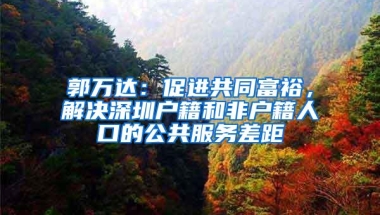 郭万达：促进共同富裕，解决深圳户籍和非户籍人口的公共服务差距