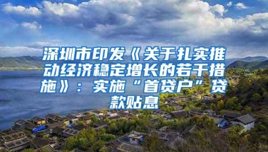 深圳市印发《关于扎实推动经济稳定增长的若干措施》：实施“首贷户”贷款贴息