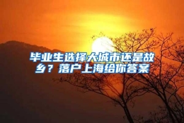 毕业生选择大城市还是故乡？落户上海给你答案