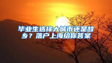 毕业生选择大城市还是故乡？落户上海给你答案