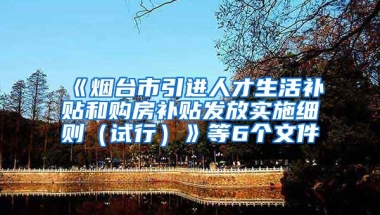 《烟台市引进人才生活补贴和购房补贴发放实施细则（试行）》等6个文件