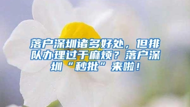 落户深圳诸多好处，但排队办理过于麻烦？落户深圳“秒批”来啦！