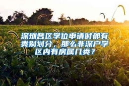 深圳各区学位申请时都有类别划分，那么非深户学区内有房属几类？