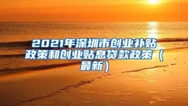 2021年深圳市创业补贴政策和创业贴息贷款政策（最新）