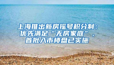 上海推出新房摇号积分制：优先满足“无房家庭”，首批入市楼盘已实施