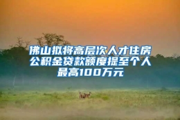 佛山拟将高层次人才住房公积金贷款额度提至个人最高100万元