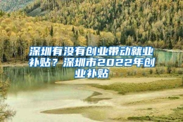 深圳有没有创业带动就业补贴？深圳市2022年创业补贴