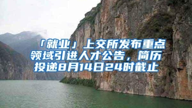 「就业」上交所发布重点领域引进人才公告，简历投递8月14日24时截止