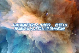 上海发布海外人才新政，首张10年期海外人才居住证落地临港