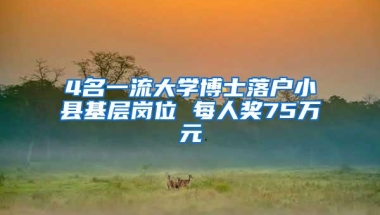 4名一流大学博士落户小县基层岗位 每人奖75万元