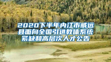 2020下半年内江市威远县面向全国引进教体系统紧缺和高层次人才公告