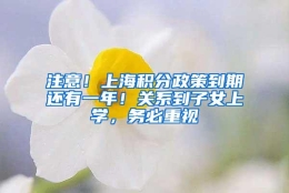 注意！上海积分政策到期还有一年！关系到子女上学，务必重视