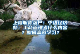 上海职称落户：中级经济师：工商管理考什么内容？如何高效学习？