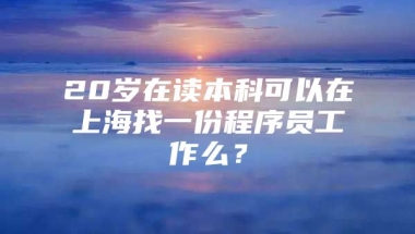 20岁在读本科可以在上海找一份程序员工作么？