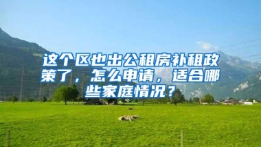 这个区也出公租房补租政策了，怎么申请，适合哪些家庭情况？