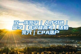 双一流死穴｜人才引进｜留学｜非沪籍高考｜法拍死穴｜CPA落户