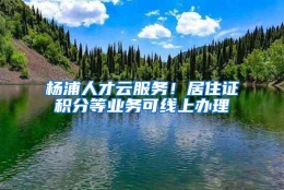 杨浦人才云服务！居住证积分等业务可线上办理