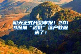 明天正式开始申报！2019深圳“秒批”落户教程来了！