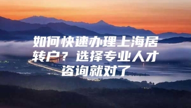 如何快速办理上海居转户？选择专业人才咨询就对了