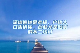 深圳遍地是老板，户籍人口告诉你，创业才是致富的不二法门