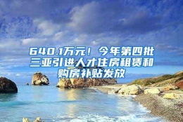 640.1万元！今年第四批三亚引进人才住房租赁和购房补贴发放