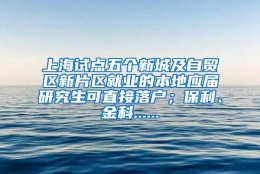 上海试点五个新城及自贸区新片区就业的本地应届研究生可直接落户；保利、金科......