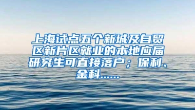 上海试点五个新城及自贸区新片区就业的本地应届研究生可直接落户；保利、金科......