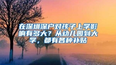 在深圳深户对孩子上学影响有多大？从幼儿园到大学，都有各种补贴