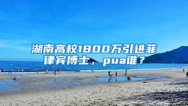 湖南高校1800万引进菲律宾博士，pua谁？