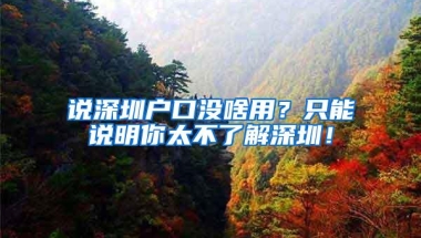 说深圳户口没啥用？只能说明你太不了解深圳！