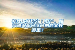 办理上海积分／落户，如何查询积分落户的档案在哪里？