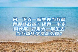 问一下大一新生去当兵都有哪些政策？还有一半专科大学 如果大一学生去当兵本年学费怎么算？