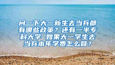 问一下大一新生去当兵都有哪些政策？还有一半专科大学 如果大一学生去当兵本年学费怎么算？