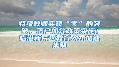 特级教师实现“零”的突破，落户加分政策实施！临港新片区教育人才加速集聚