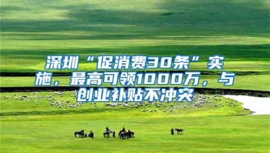 深圳“促消费30条”实施，最高可领1000万，与创业补贴不冲突