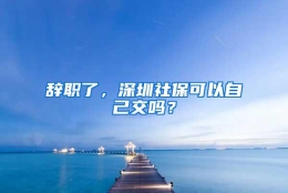 辞职了，深圳社保可以自己交吗？