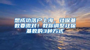 想成功落户上海，社保基数要缴对！教你调整社保基数的3种方式