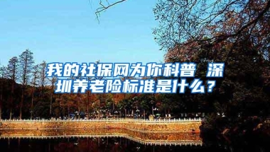 我的社保网为你科普 深圳养老险标准是什么？