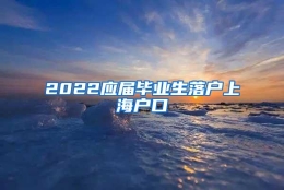 2022应届毕业生落户上海户口