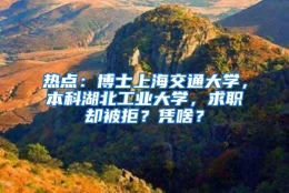 热点：博士上海交通大学，本科湖北工业大学，求职却被拒？凭啥？