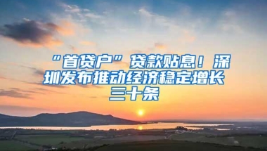 “首贷户”贷款贴息！深圳发布推动经济稳定增长三十条