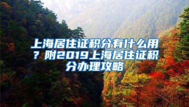 上海居住证积分有什么用？附2019上海居住证积分办理攻略